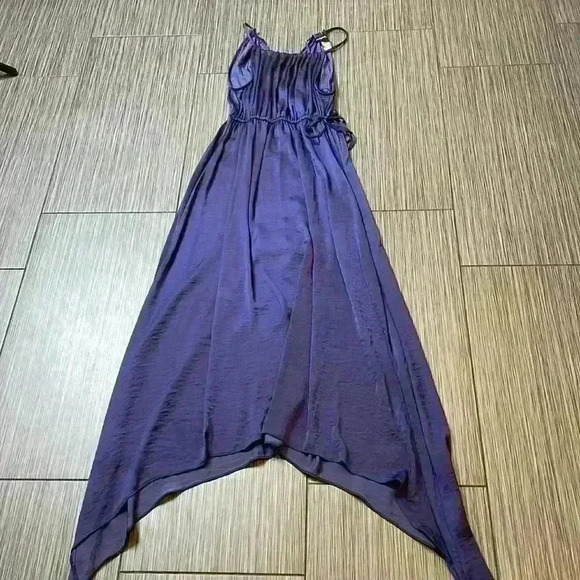 Wendy Bellissimo Blue Elastic Waist Tie Halter Neck Maternity Maxi Dress Size S - Picture 6 of 13